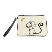 "Monkey Moon" Embroidered Canvas Vegan Wristlet/Crossbody Bag - Illustration by artist Michelle White (Multicolored) from $65